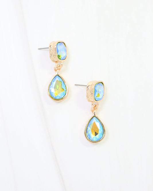 Roxanne Rhinestone Drop Earring Aqua AB