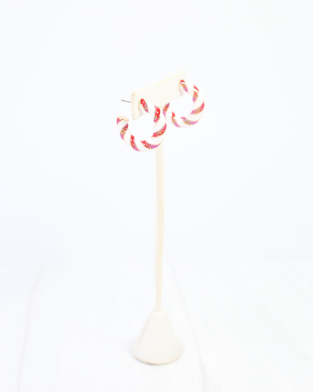 Peppermint Twist Hoop Earring Red White