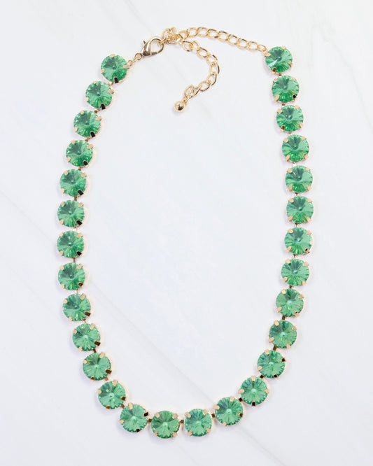Harper Medium Rhinestone Necklace Green