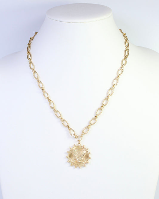 Carmen Coin Necklace Eagle Worn Gold