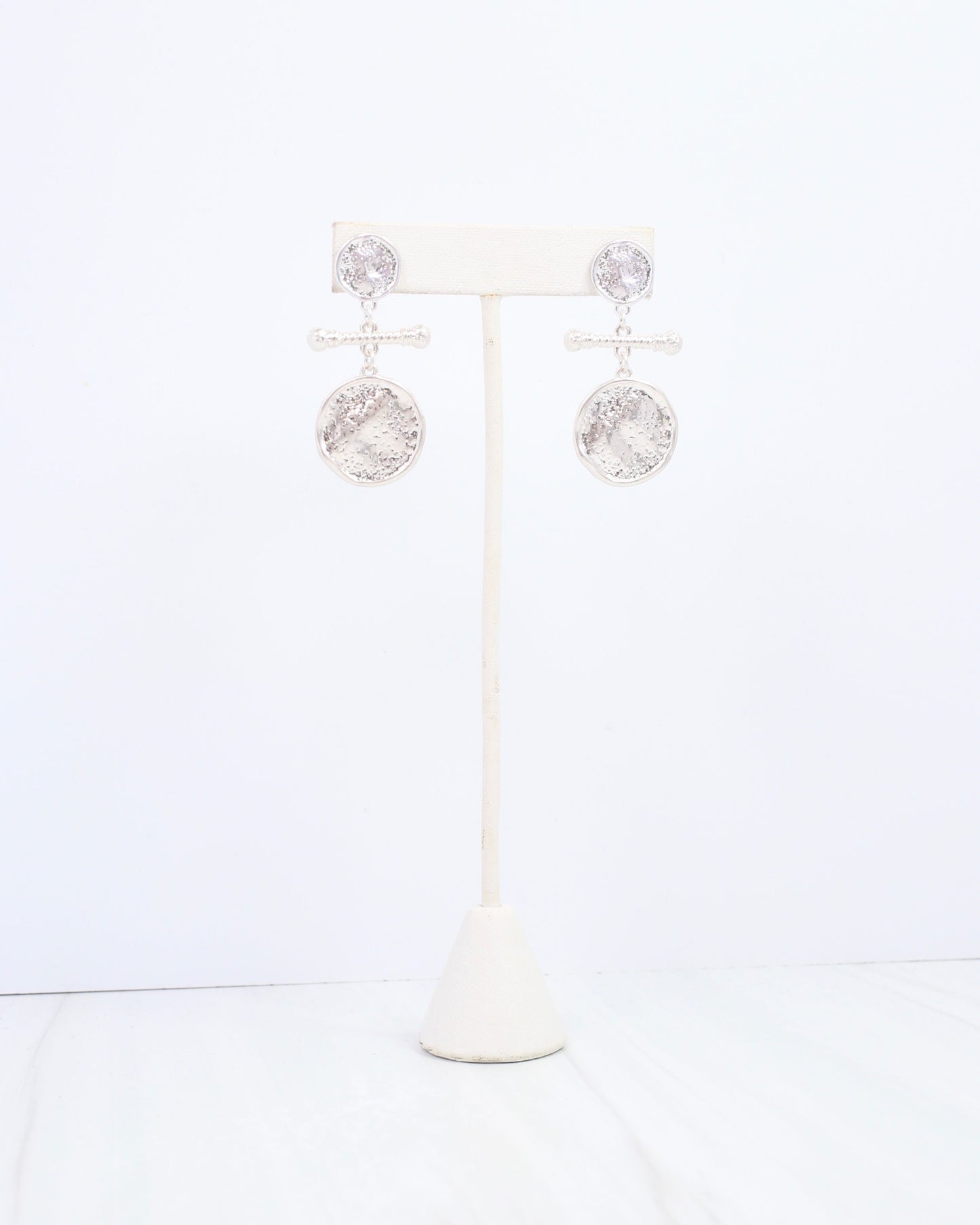 Goulburn Hammered Drop Earring Worn Silver