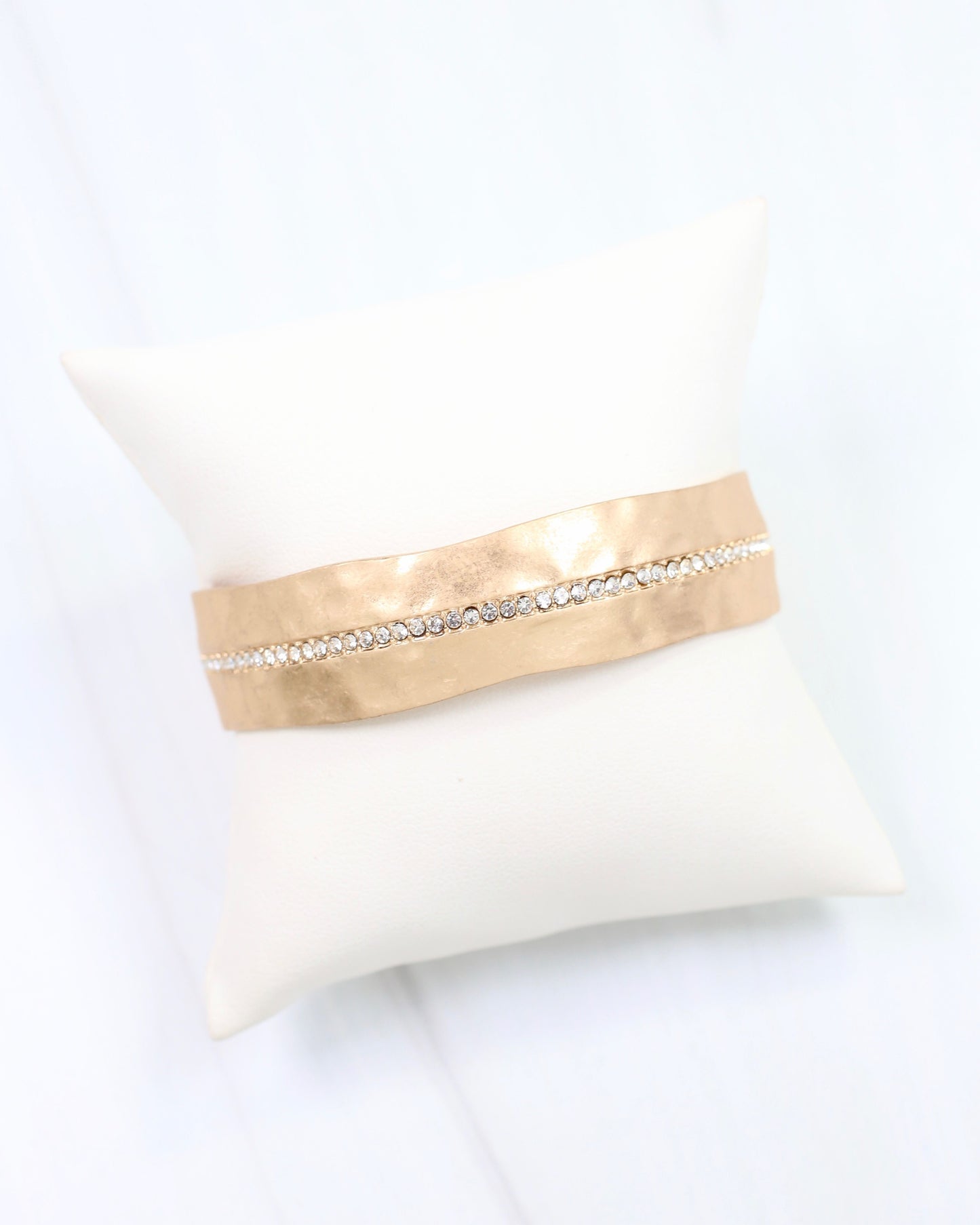 Angie Hammered Cuff With CZs Gold