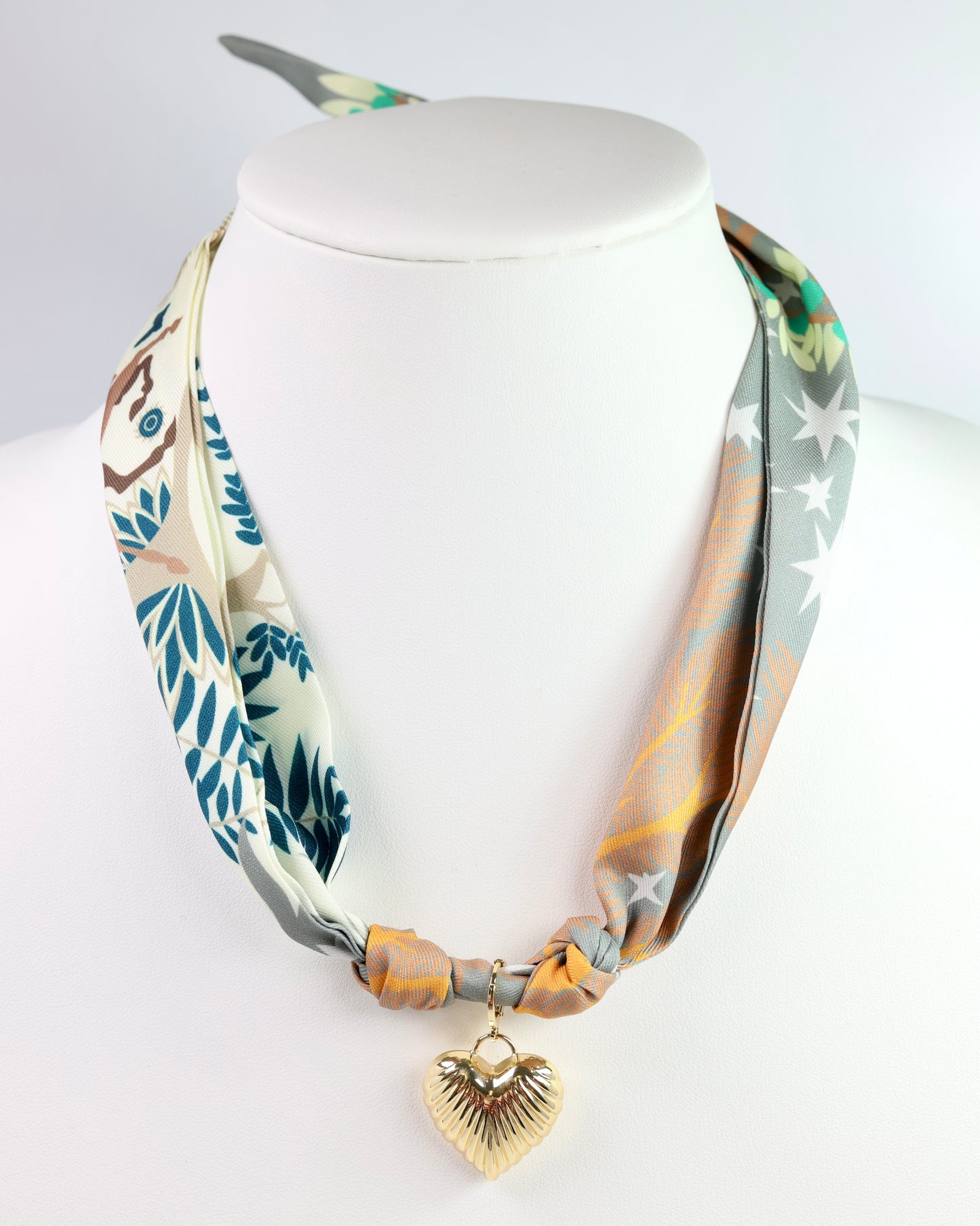 Lillie Scarf Charm Necklace TAN TEAL