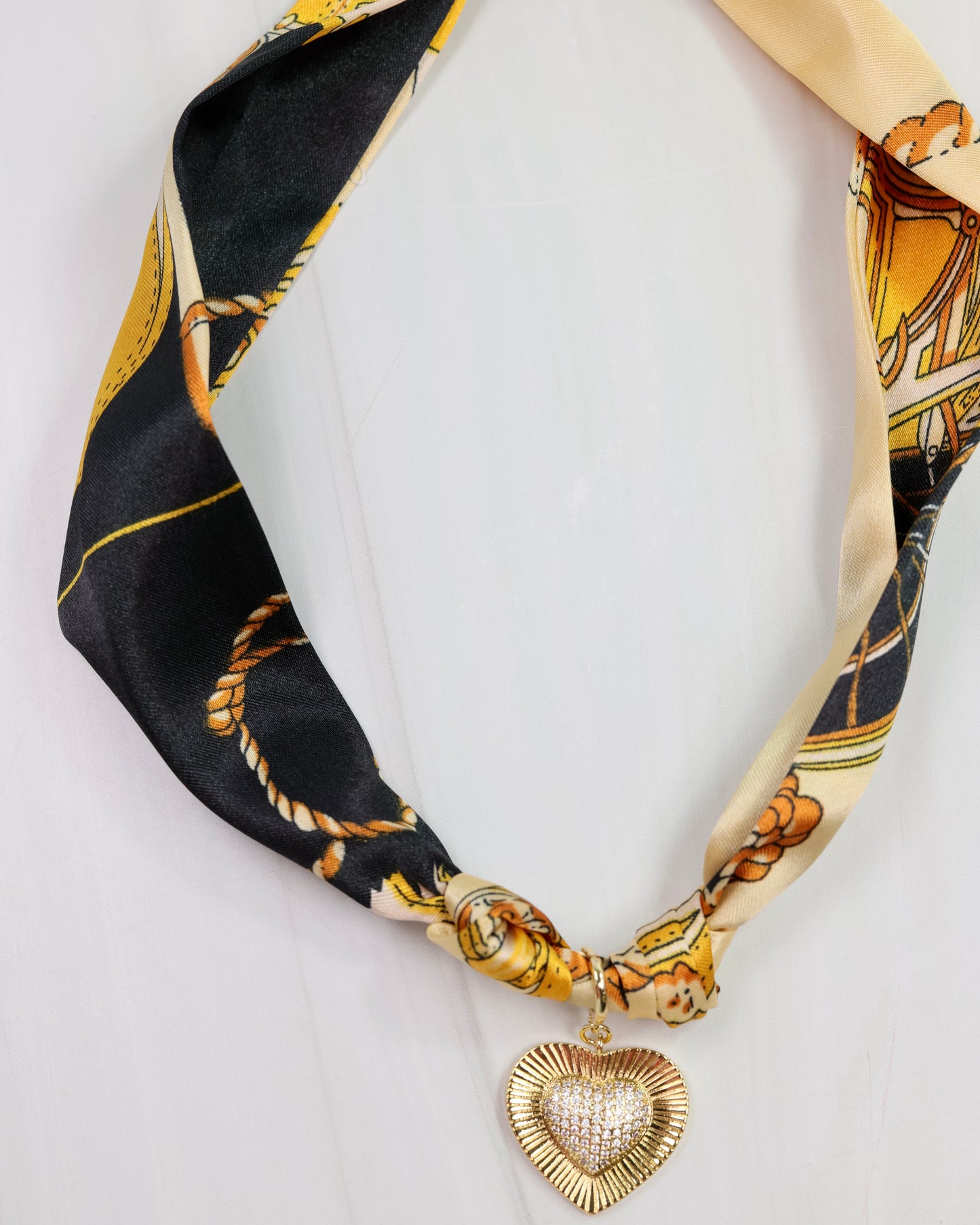 Lillie Scarf Charm Necklace BLACK GOLD