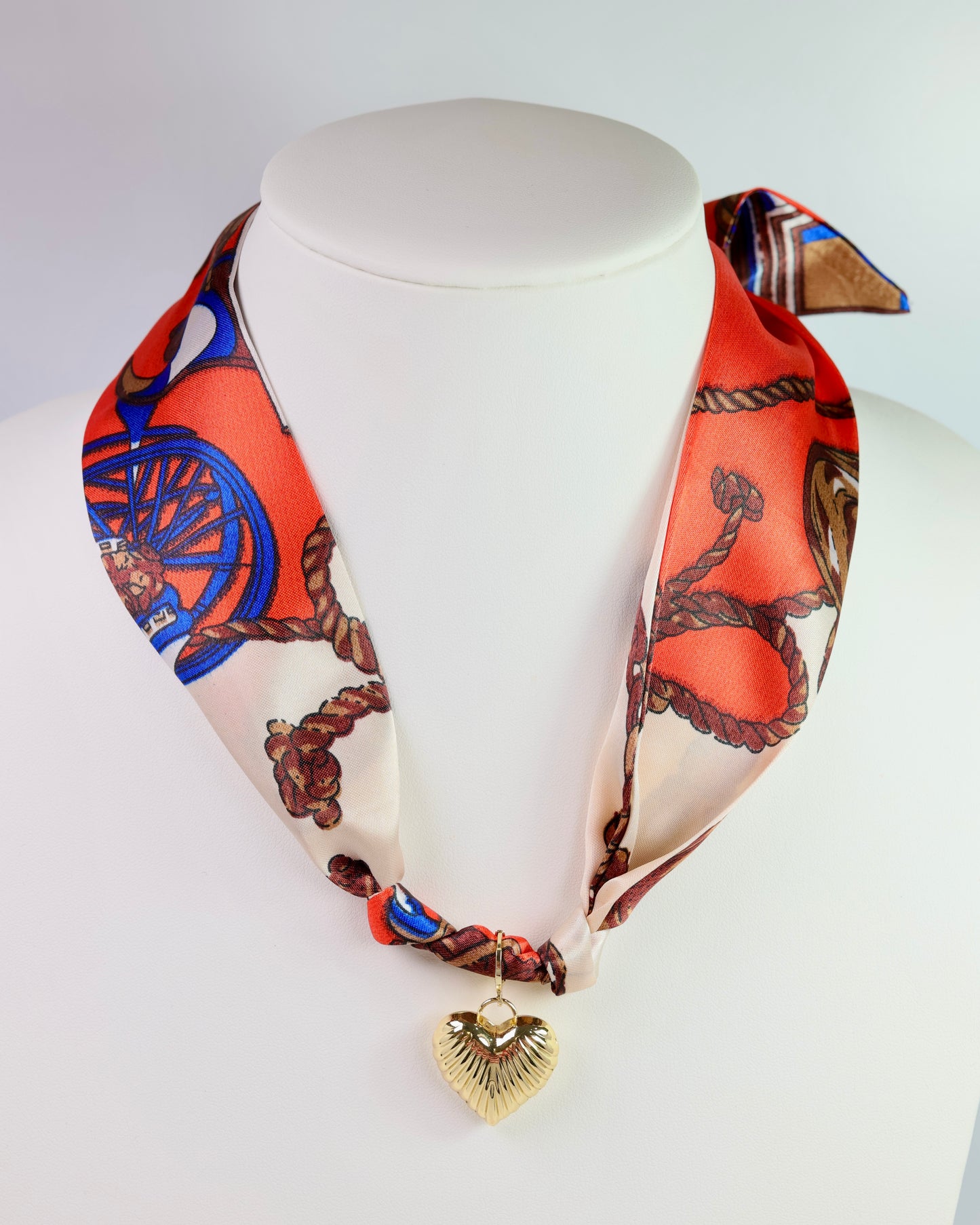 Lillie Scarf Charm Necklace ORANGE BLUE