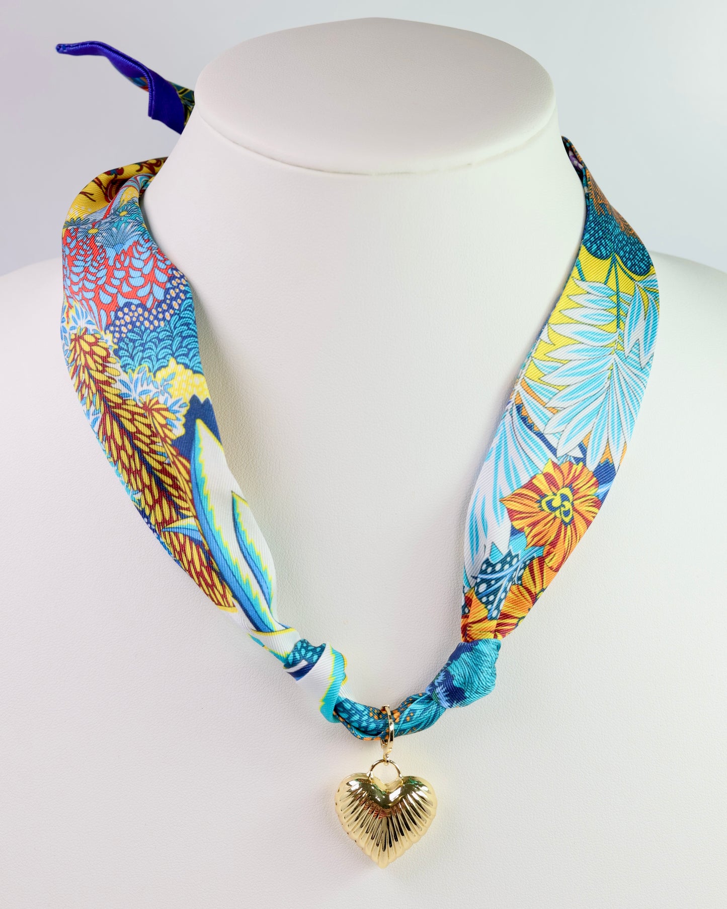 Lillie Scarf Charm Necklace BLUE YELLOW