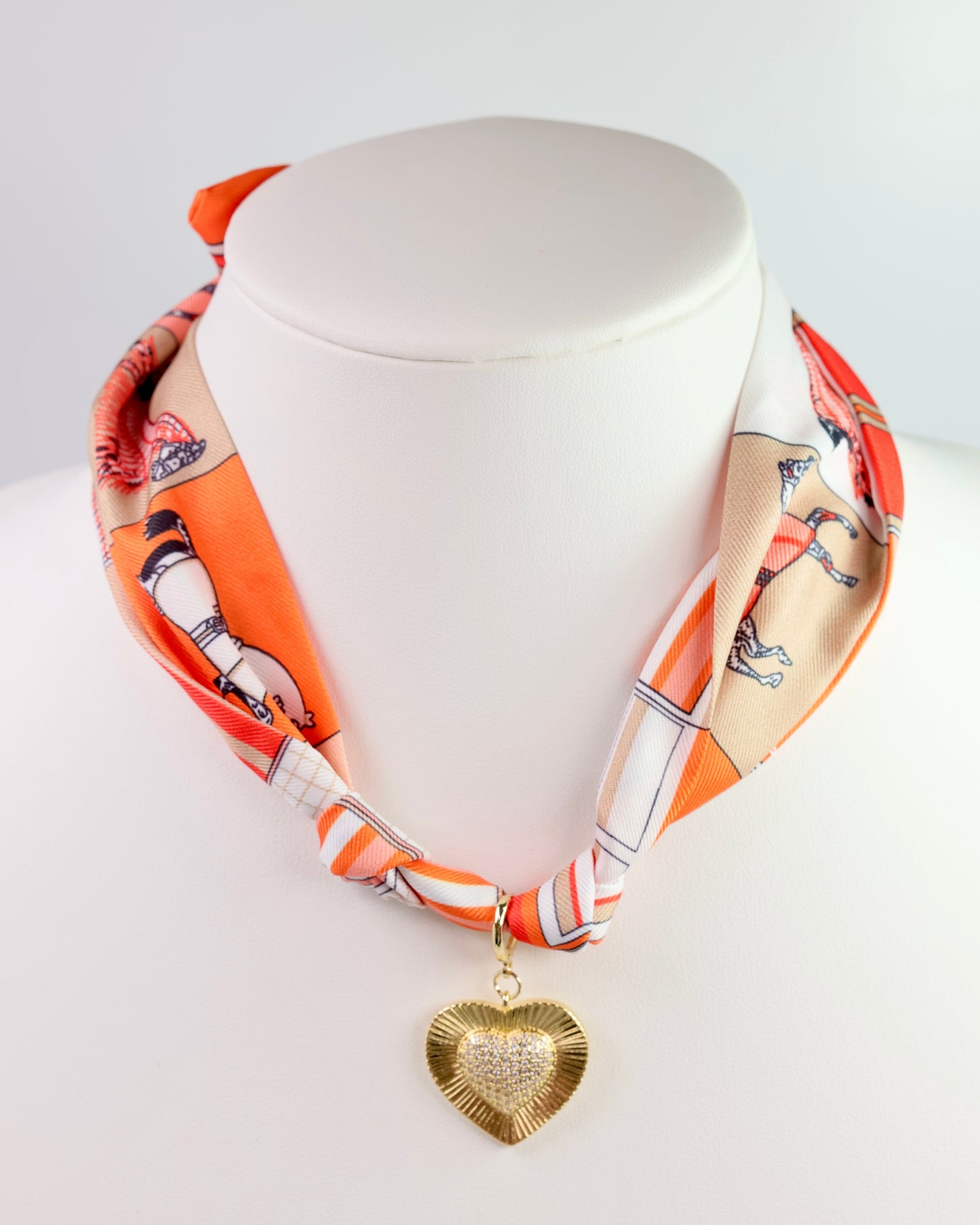 Lillie Scarf Charm Necklace ORANGE TAN