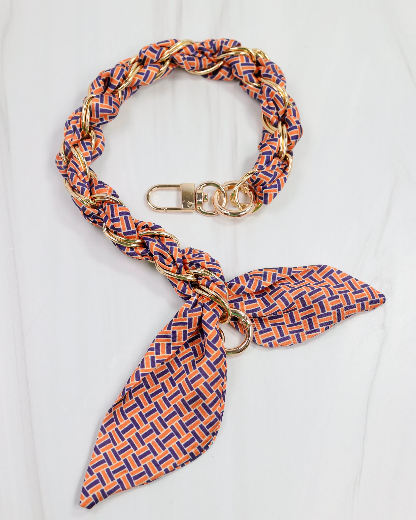 Serafina Scarf Purse Chain Navy Orange