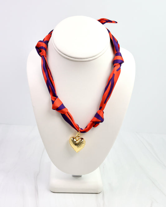 Serafina Scarf Charm Necklace Purple Orange