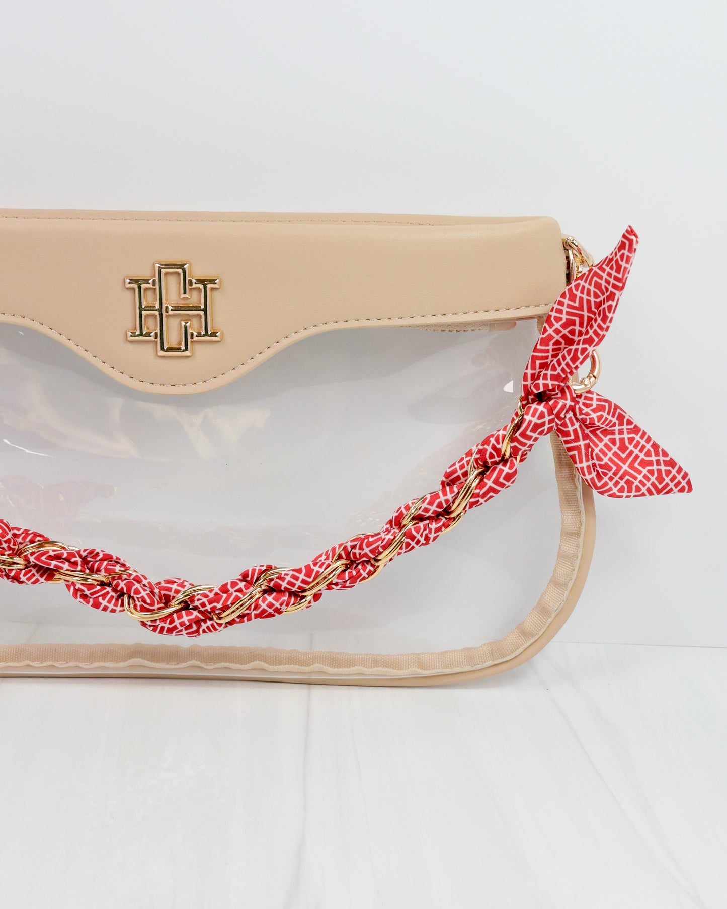 Serafina Scarf Purse Chain Rd Wht Geo