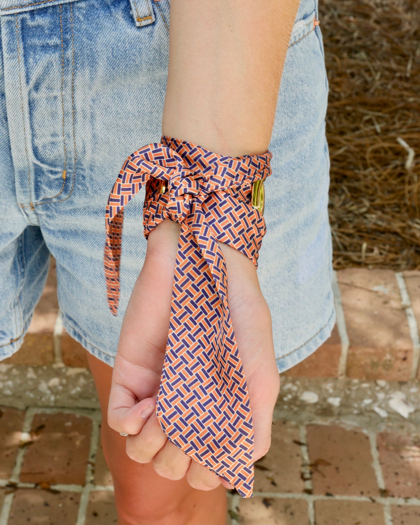 Serafina Scarf Bracelet Navy Orange