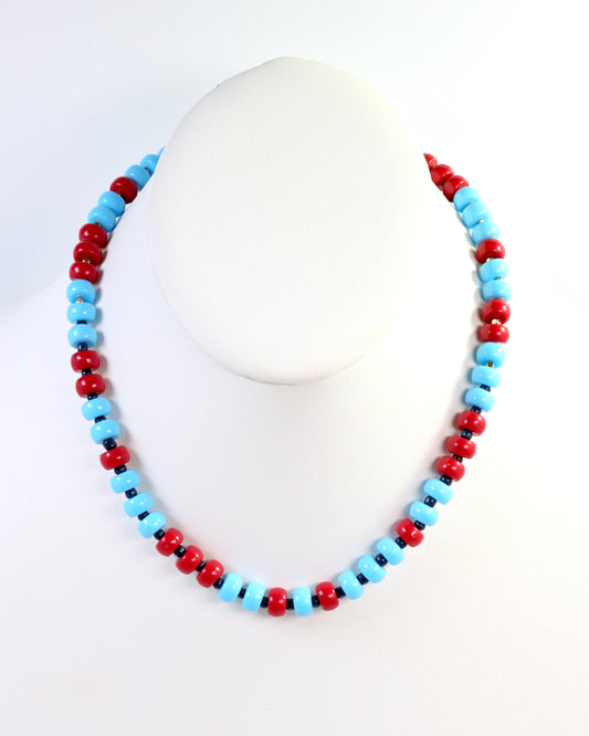 Ellison Stone Necklace Powder Blue Red