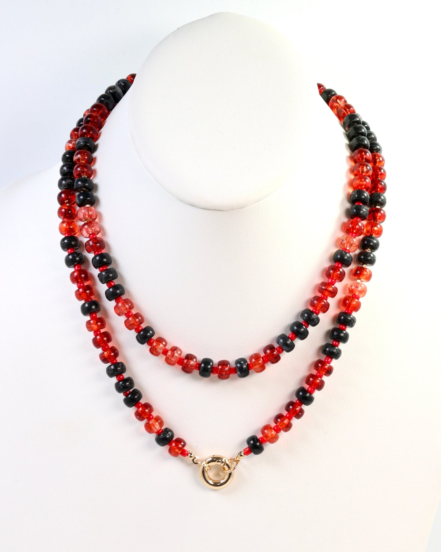 McLane Stone Necklace with Toggle Red Black