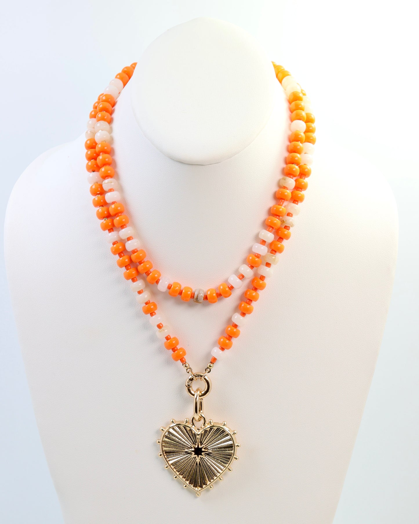 McLane Stone Necklace with Toggle Orange White