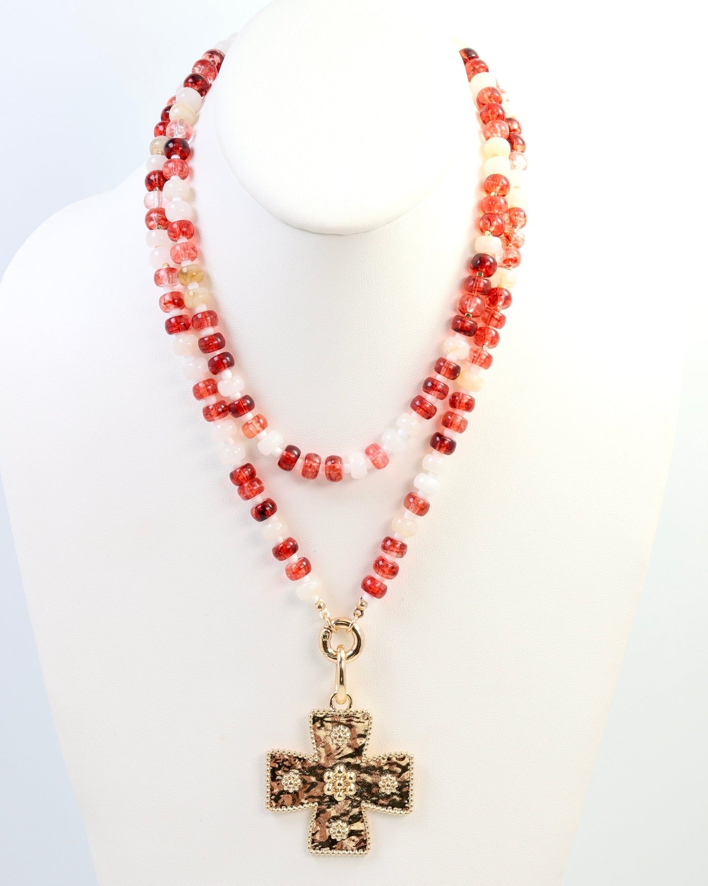 Stone Necklace Bundle Red White