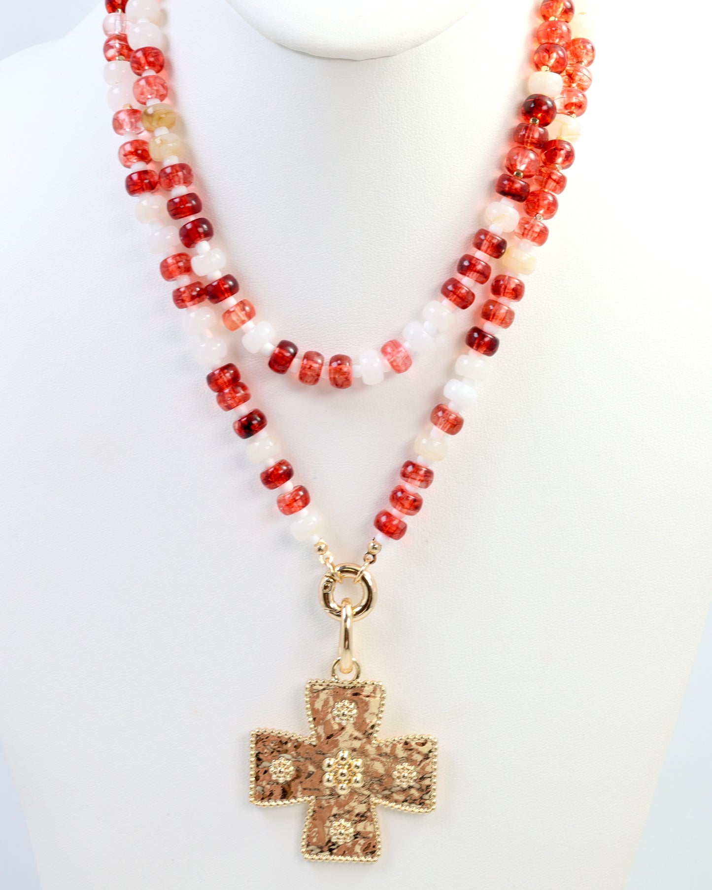 McLane Stone Necklace with Toggle Red White