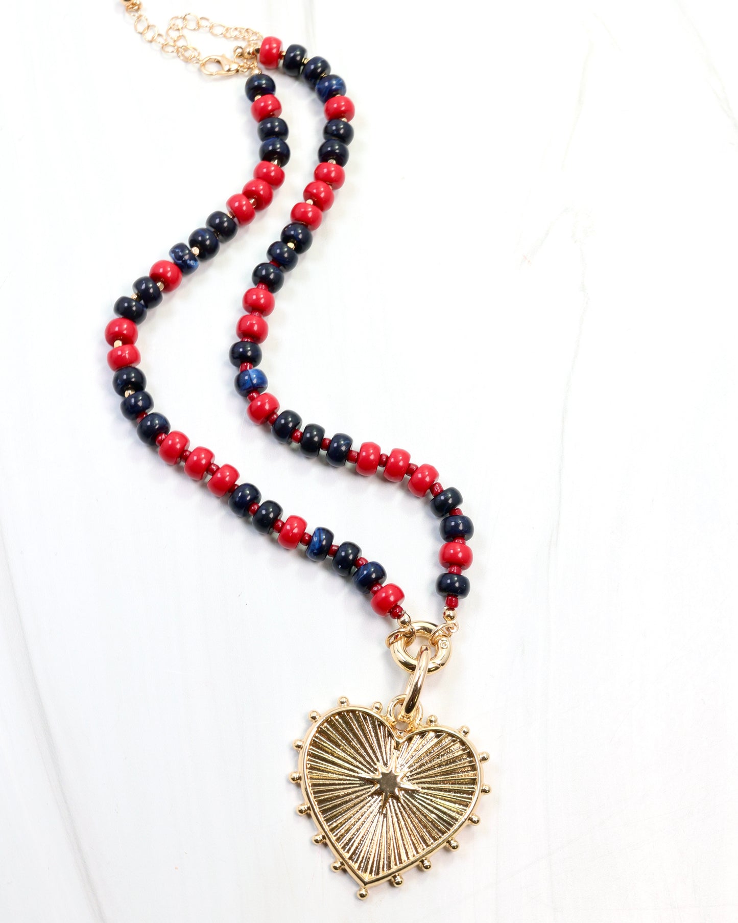 McLane Stone Necklace with Toggle Navy Red