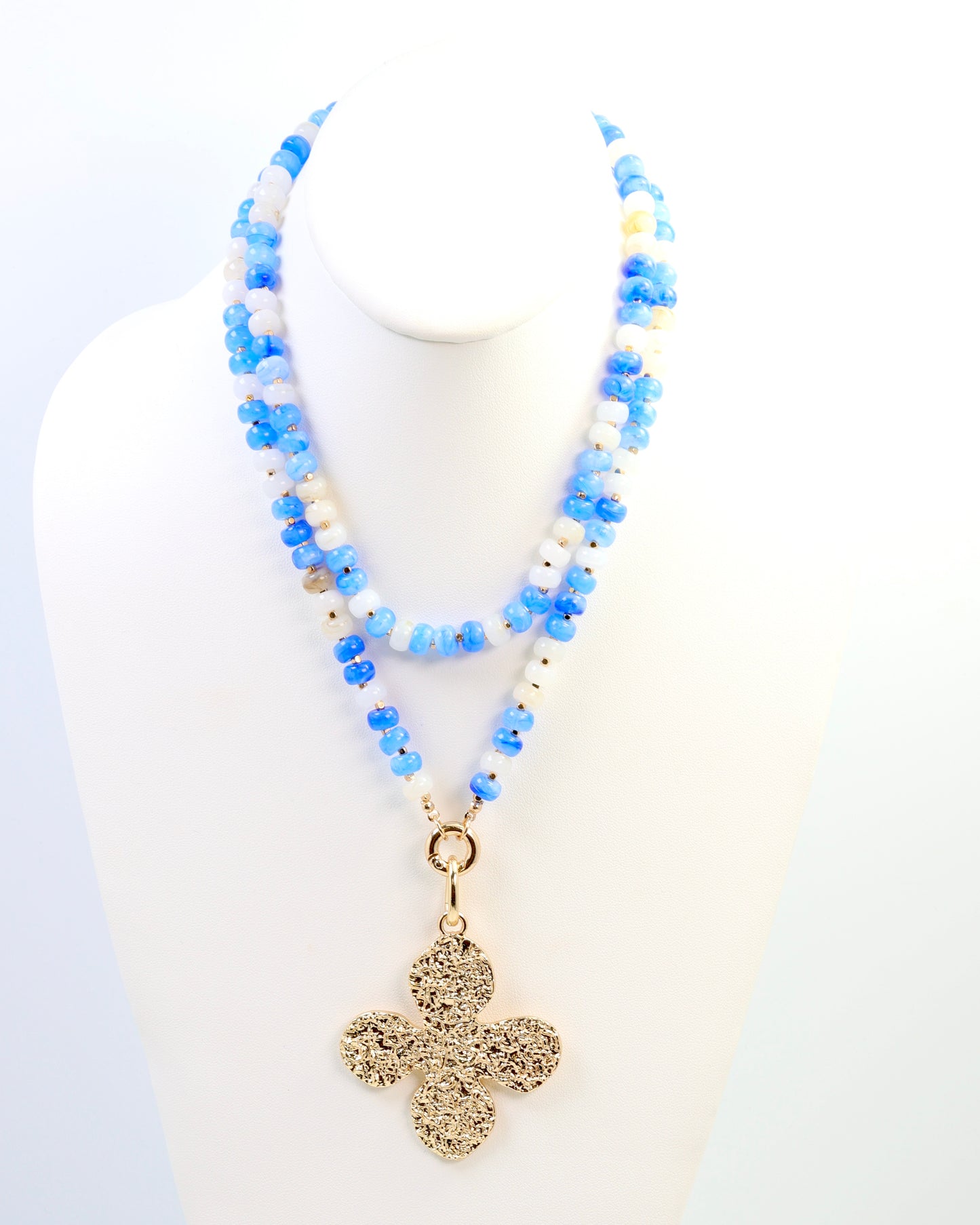 Stone Necklace Bundle Blue White Clover