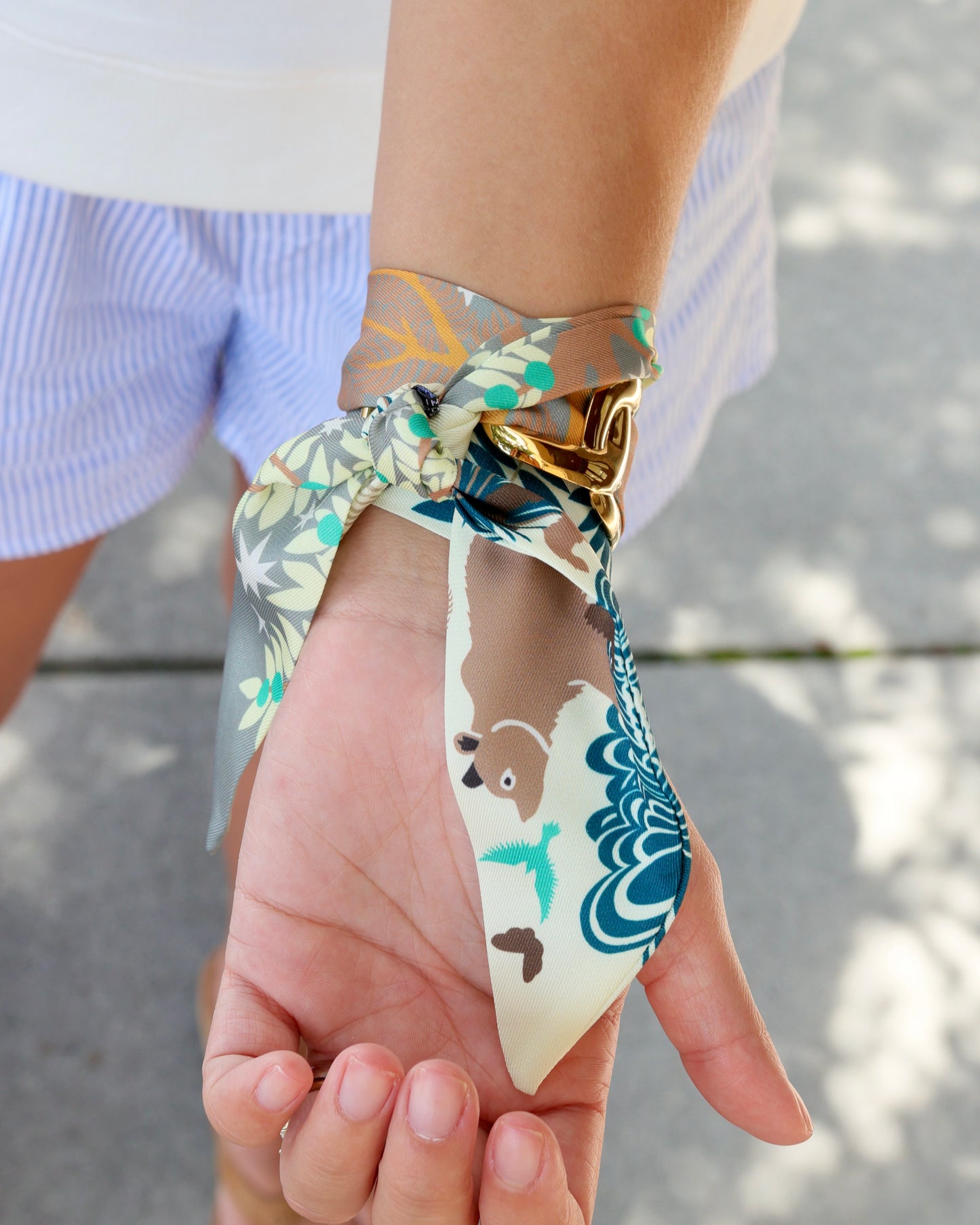 Sedgefield Scarf Bracelet Tan Teal