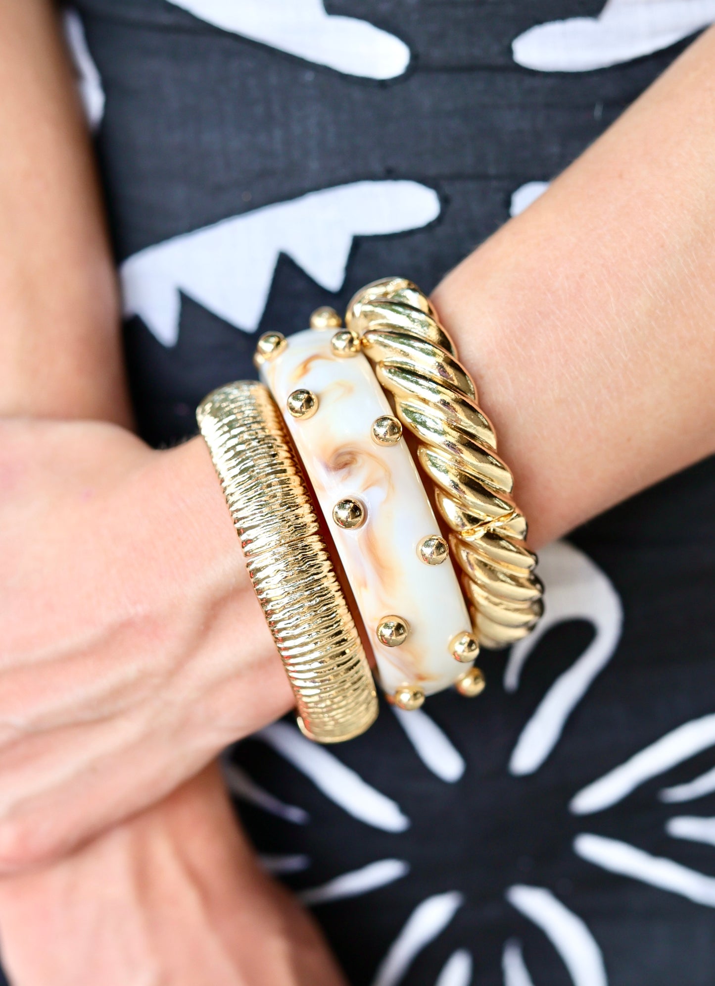 Studded Ivory Bangle Set