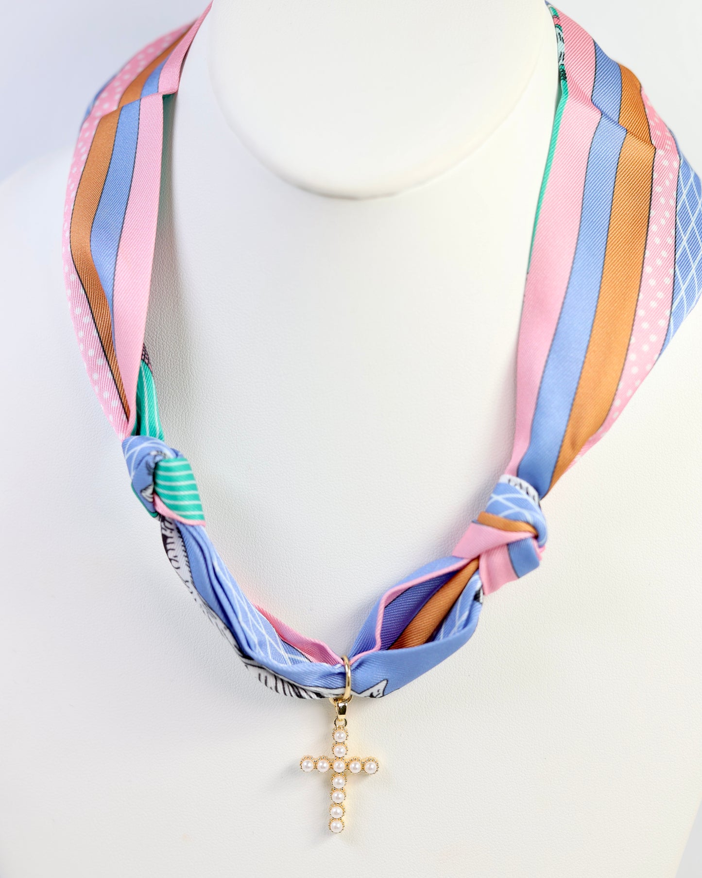 Bekah Scarf Charm Necklace Pink Multi