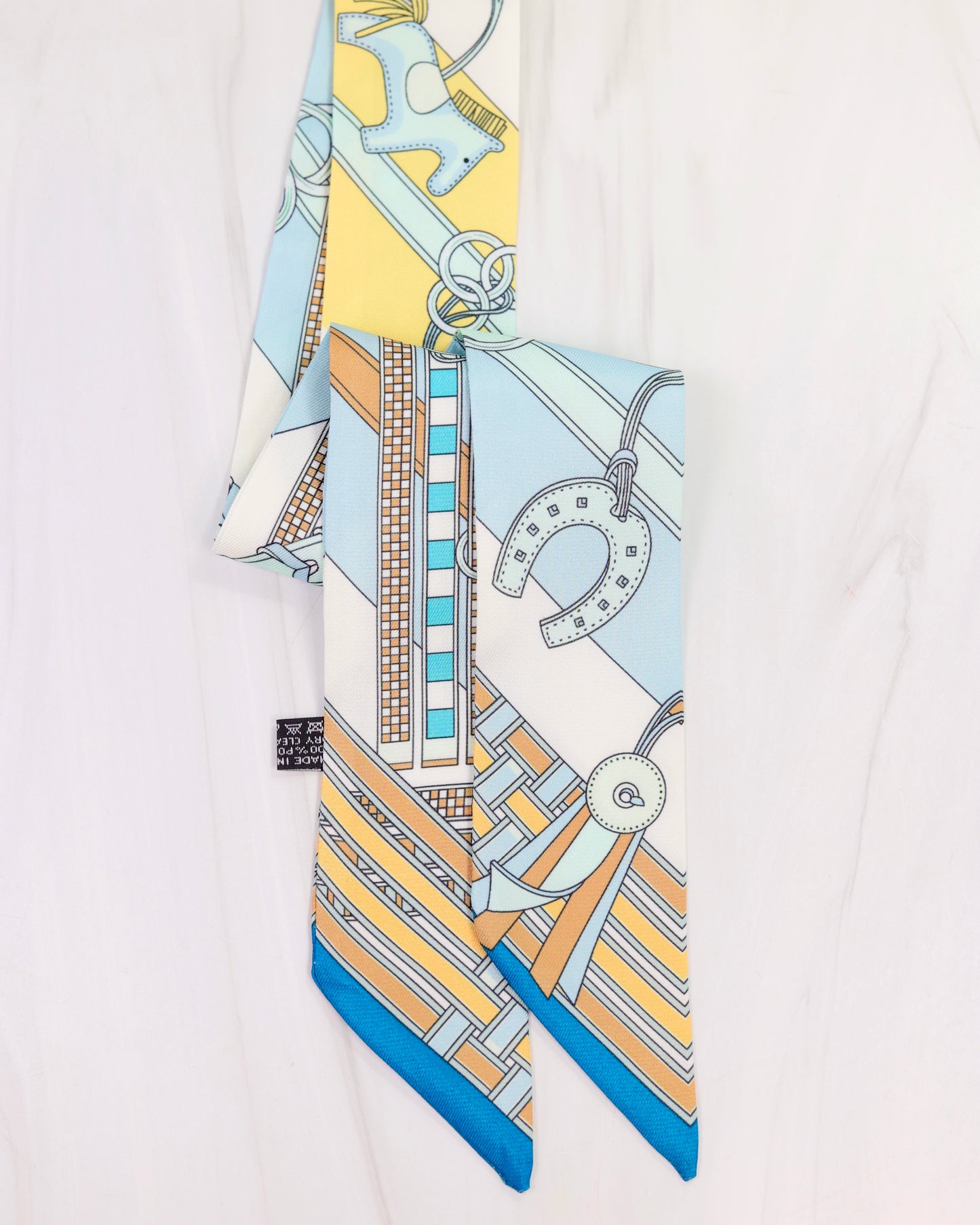 Santee Braided Rope Print Scarf Light Blue