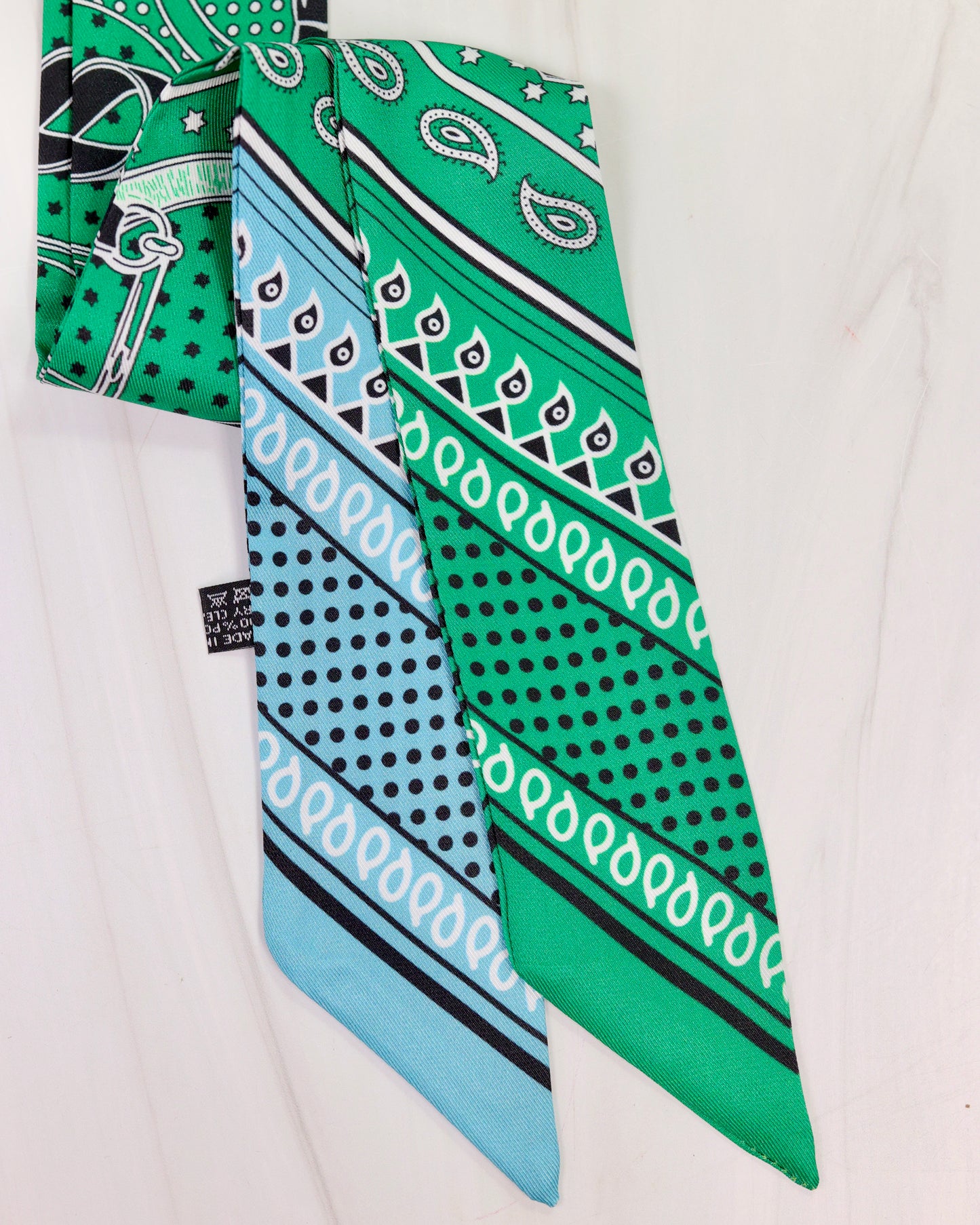 Santee Braided Rope Print Scarf Green