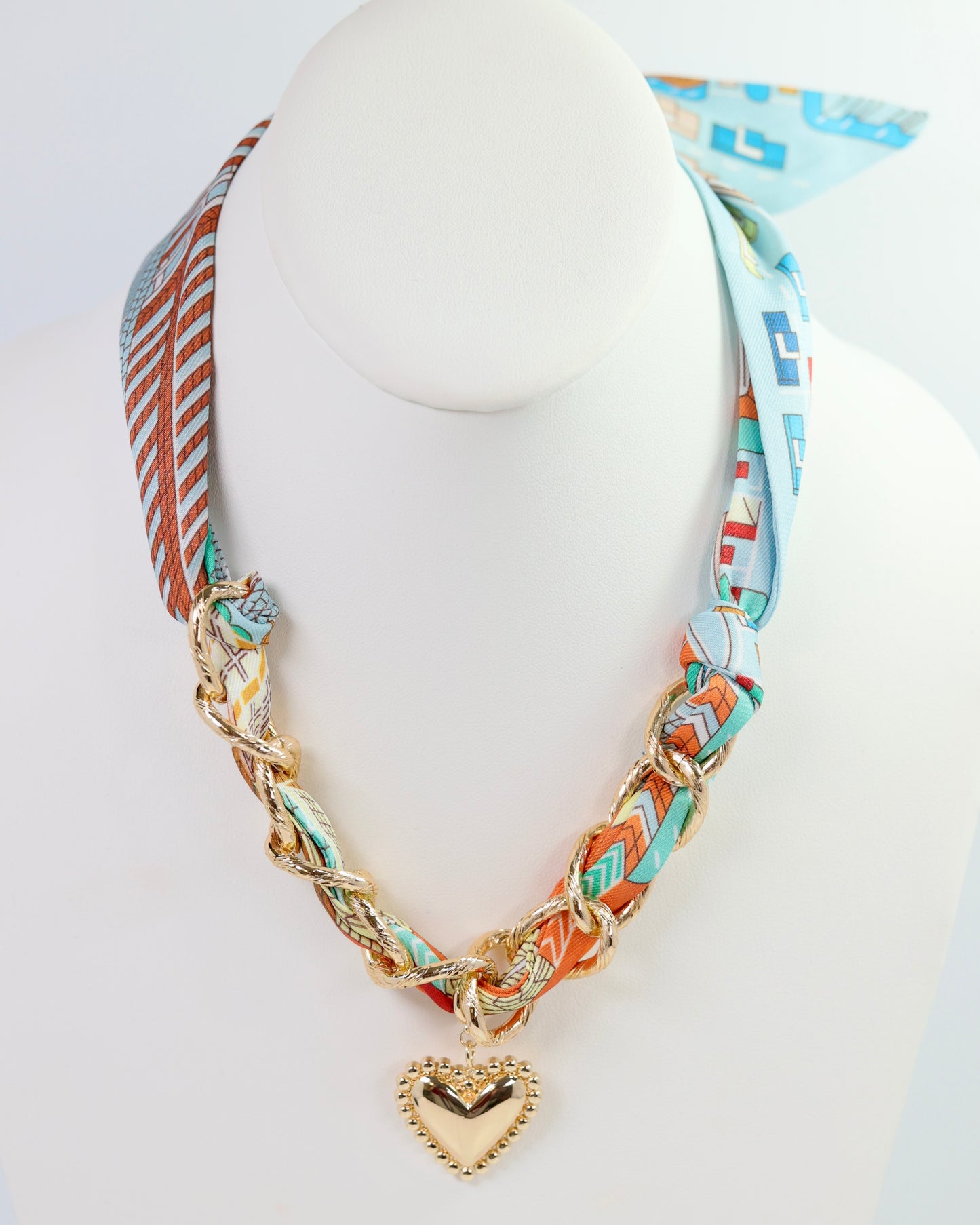 Santee Scarf Charm Necklace Light Blue