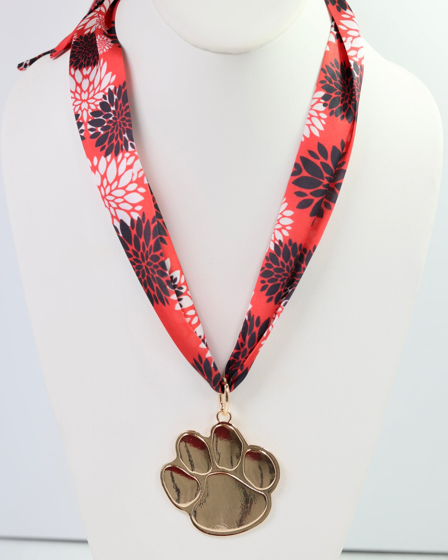 Paddy Paw Red and Black Floral Scarf Necklace