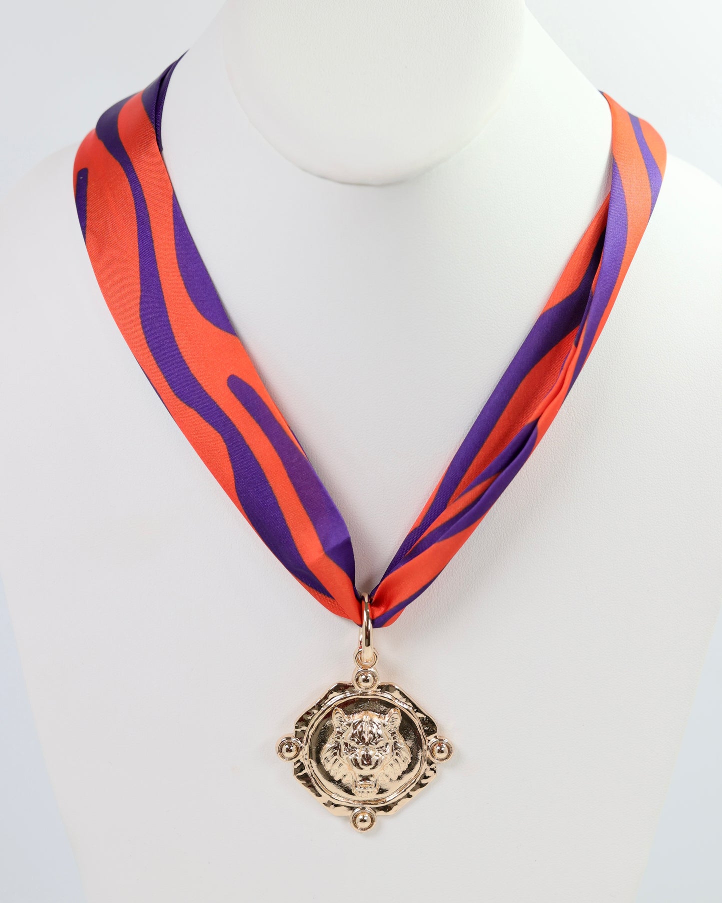 Tanner Tiger Scarf Necklace Purple Orange Bundle