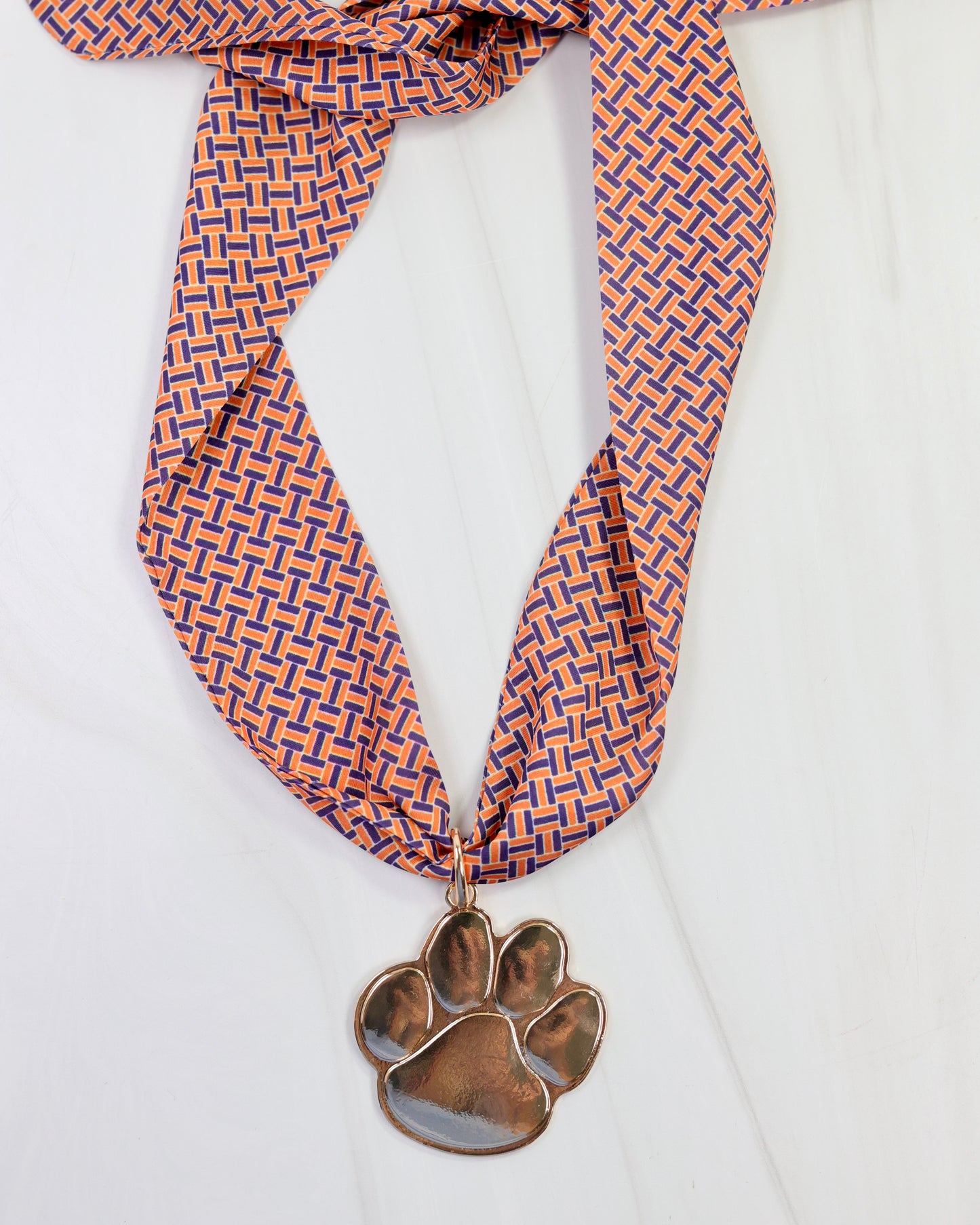Paddy Paw Charm Navy Orange Scarf Necklace Bundle
