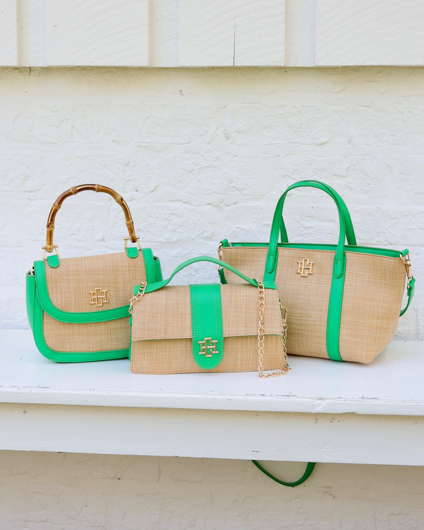 Straw and Kelly Green Bag Bundle