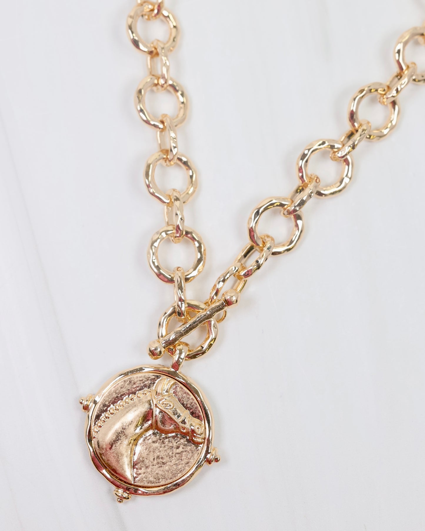 Millicent Horse Coin Link Necklace GOLD