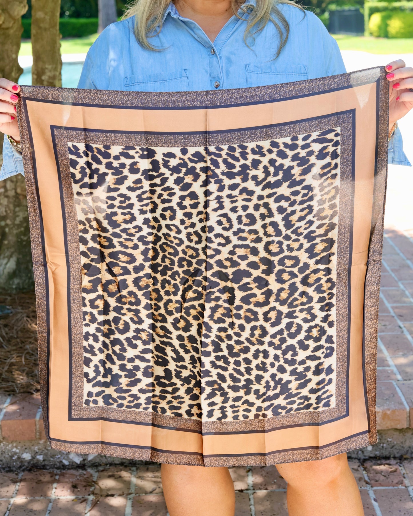 Eila Leopard Print Scarf Brown