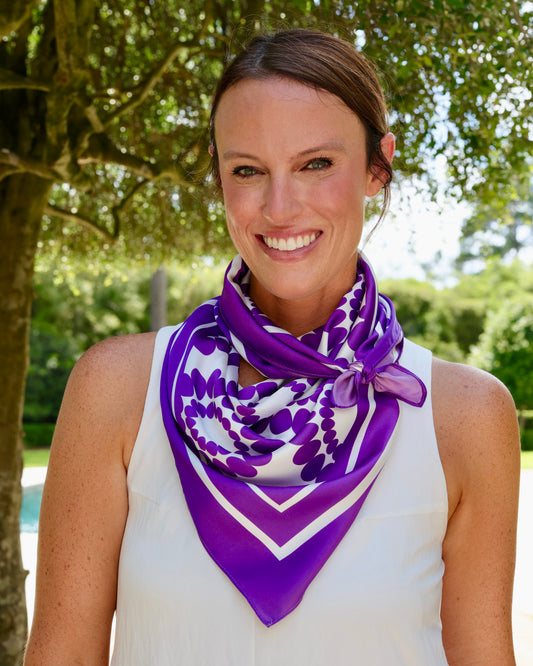 Lucy Floral Scarf Large Purple White