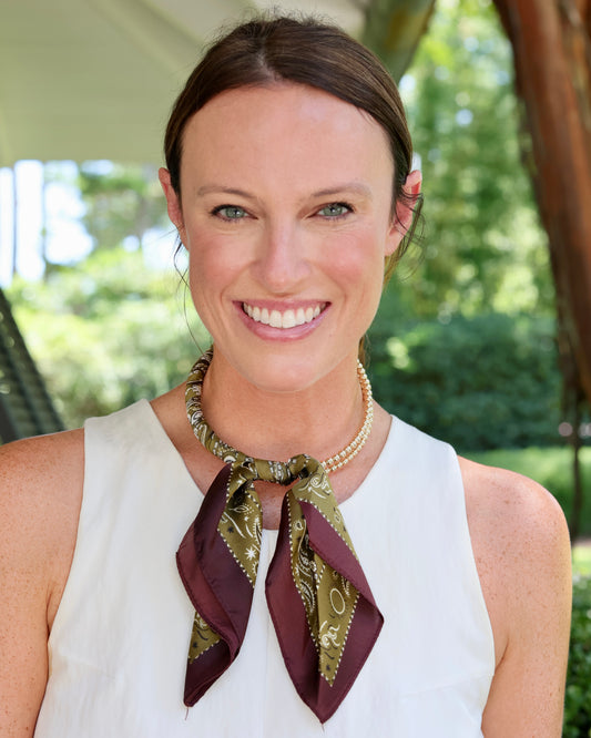 Laya Beaded Scarf Collar Necklace Olive