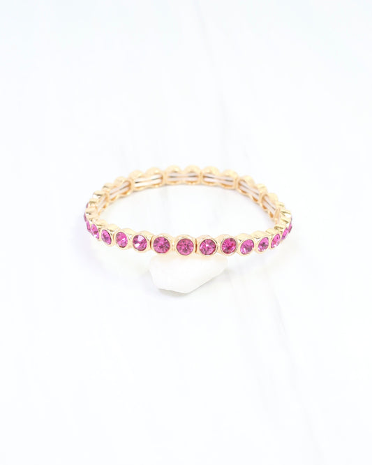 Castile Crystal Stretch Bracelet Fuchsia