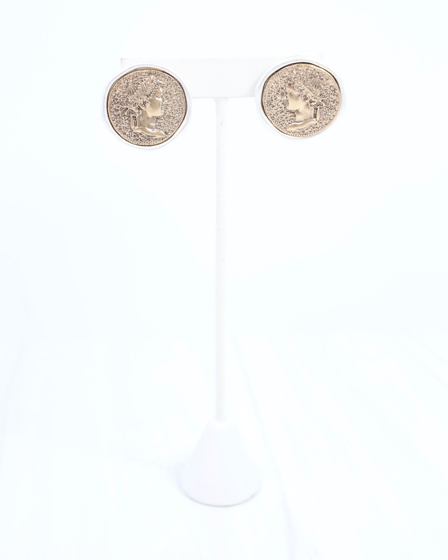 Alexander Coin Earring Worn Gold