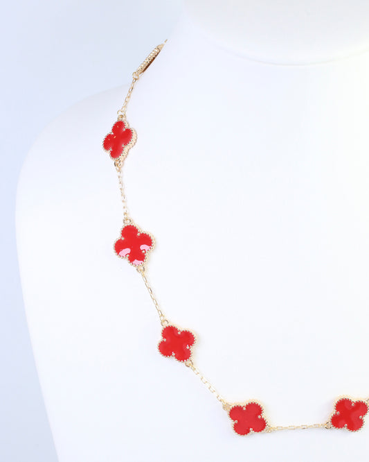 Sicily Clover Necklace Red