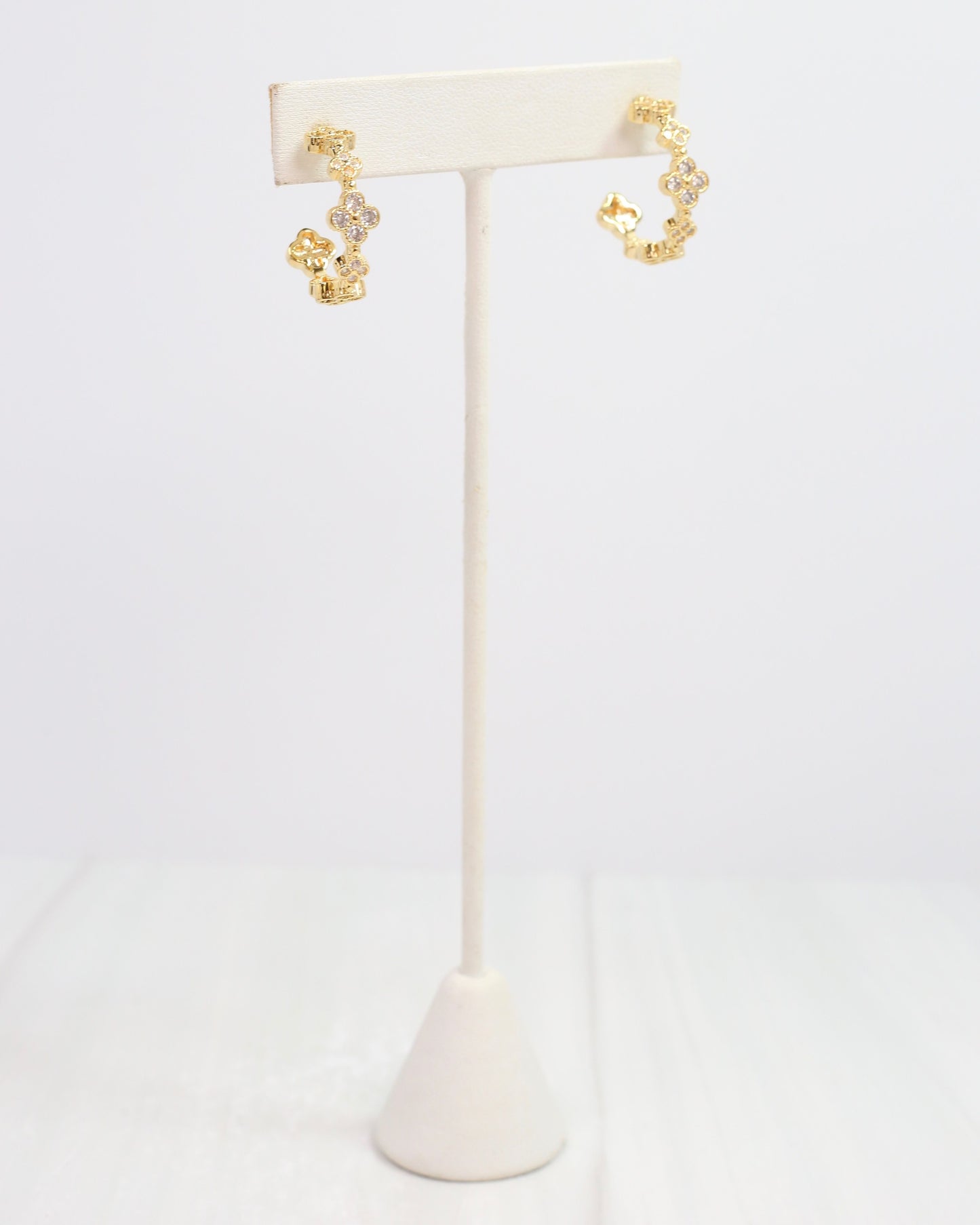 Allene Clover and Crystal Hoop Gold