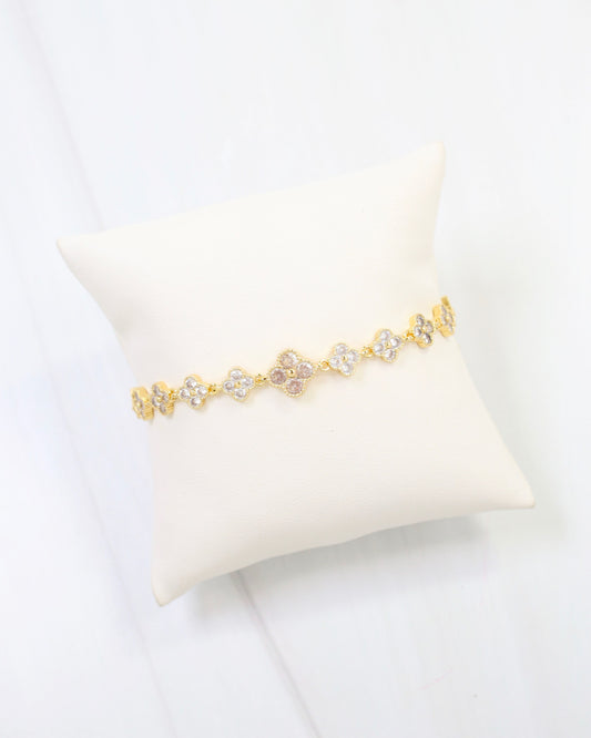 Clovis CZ Clover Bracelet WR GOLD