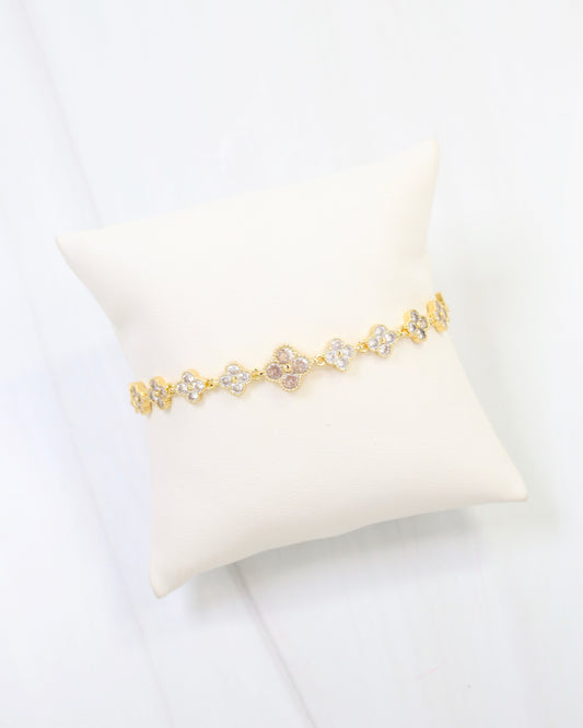 Clovis CZ Clover Bracelet WR Gold