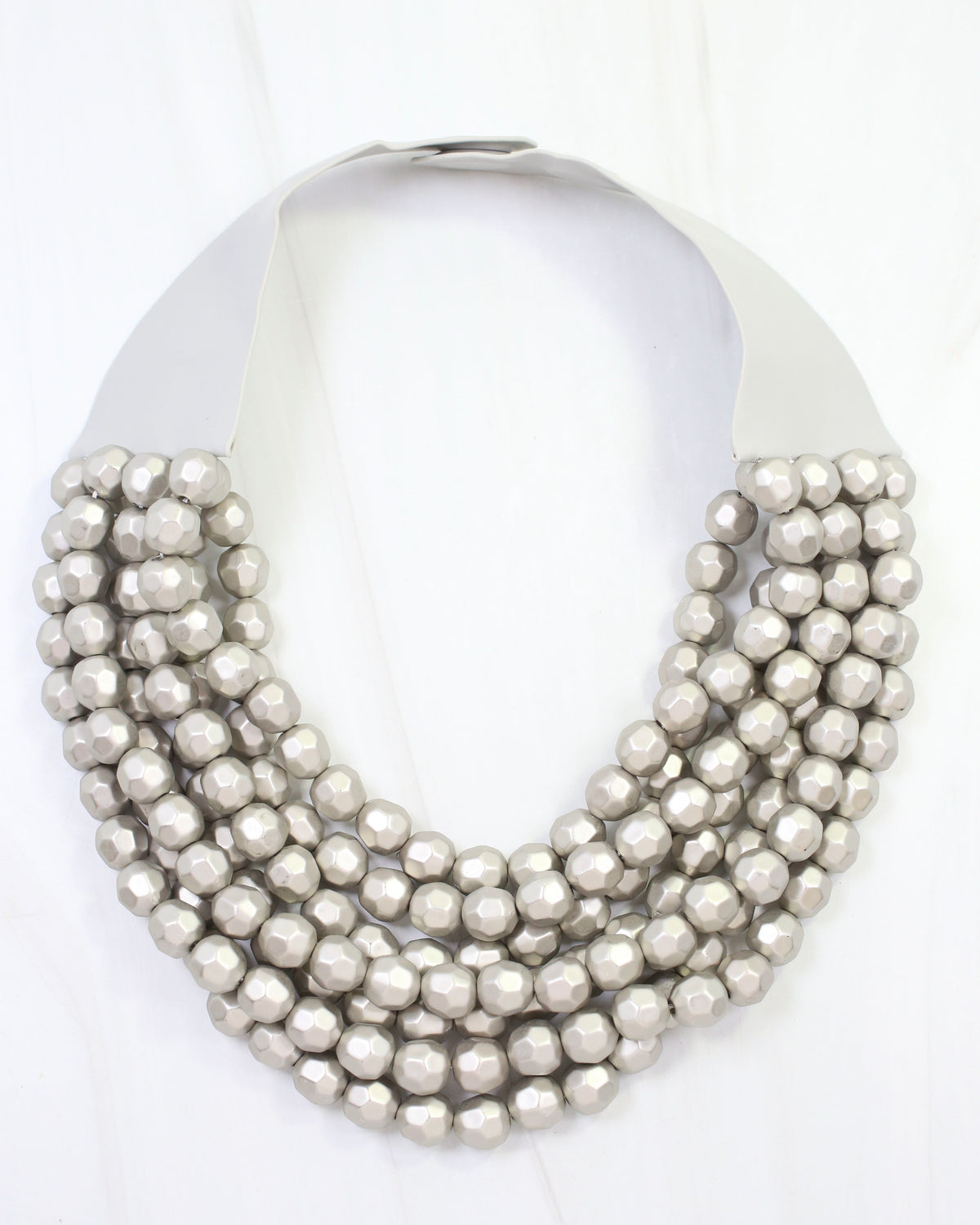 Cadence Multi Layered Beaded Necklace Matte Silver