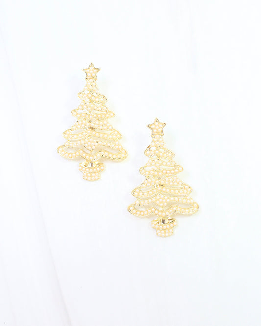 Eve Pearl Christmas Tree Earring Cream