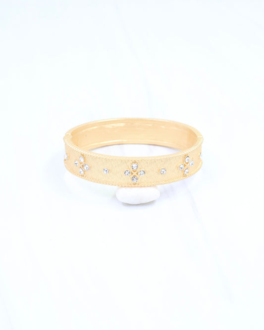 Miley Crystal Hinged Bangle Bracelet Matte Gold