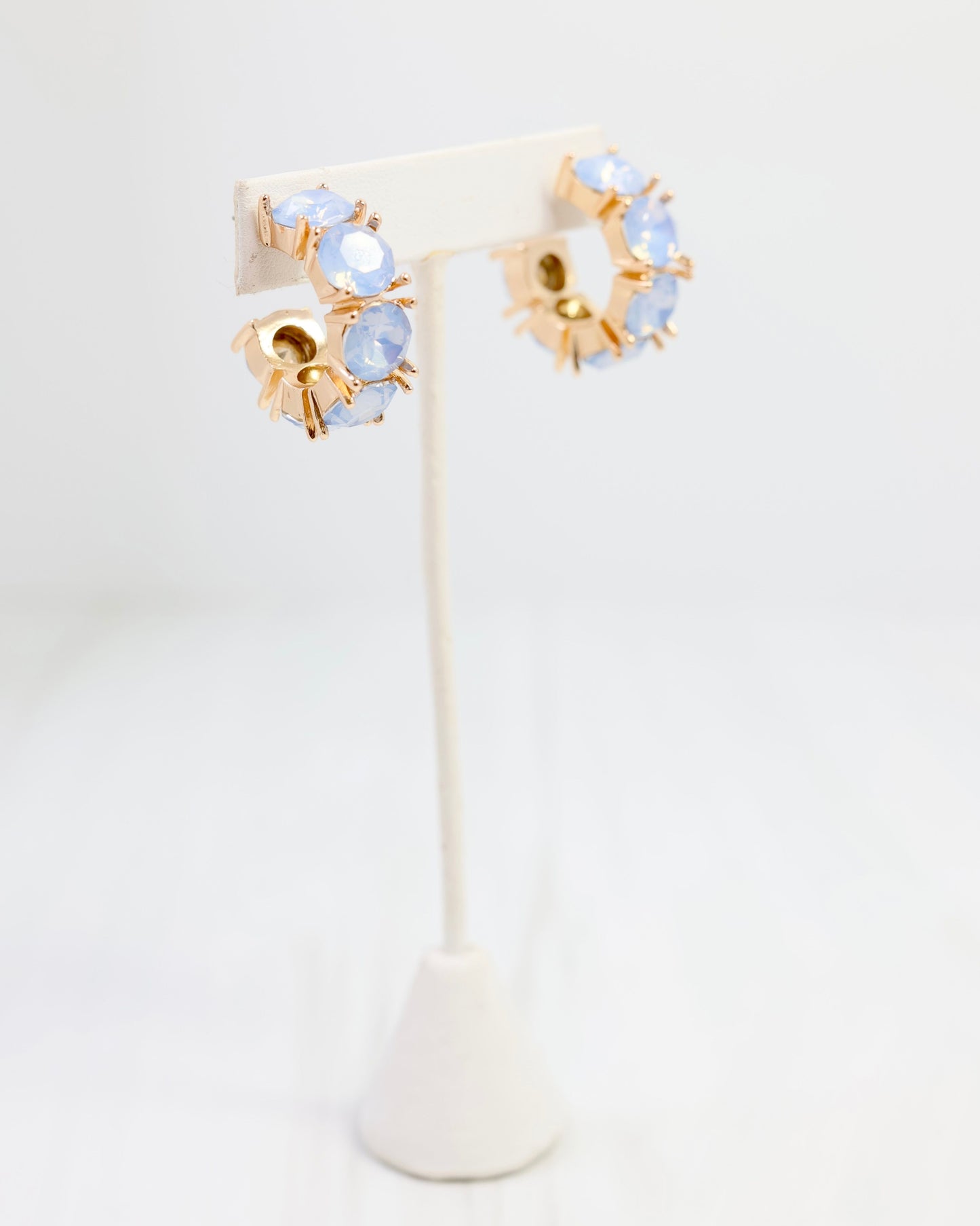Roxanne Rhinestone Hoop Earring Blue Opal