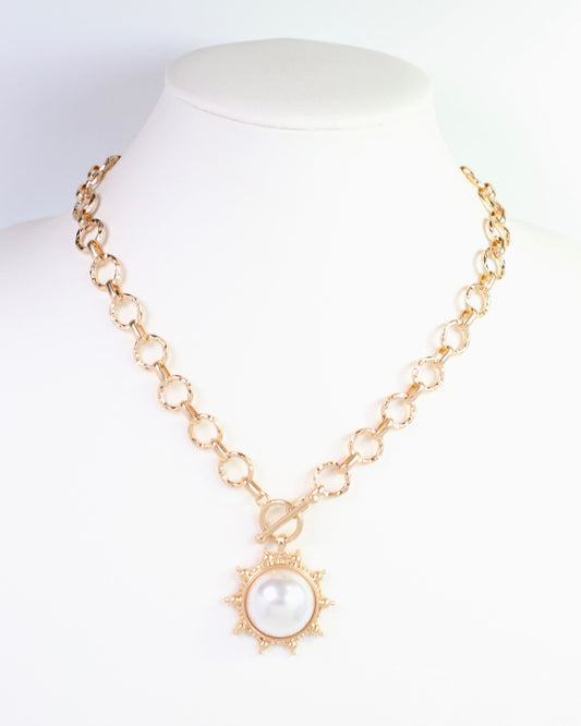 Macquarie Pearl Toggle Necklace Worn Gold