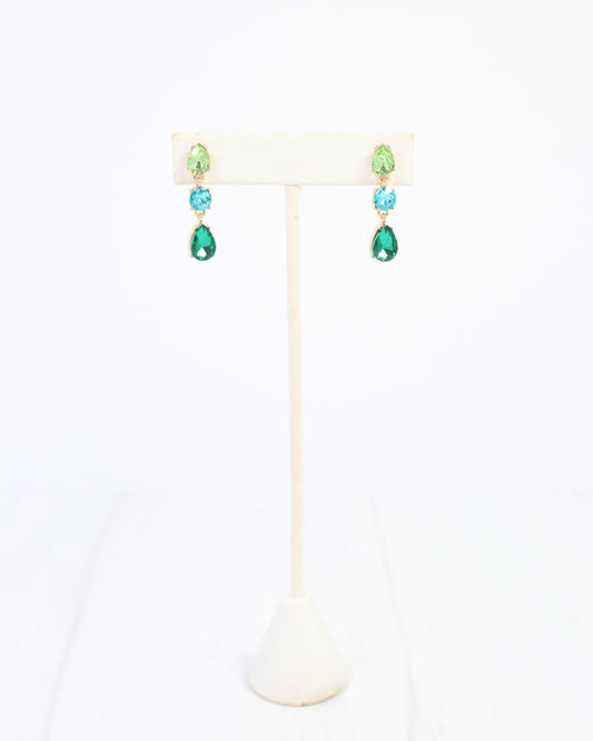 Darcy Crystal Drop Earring Green Multi