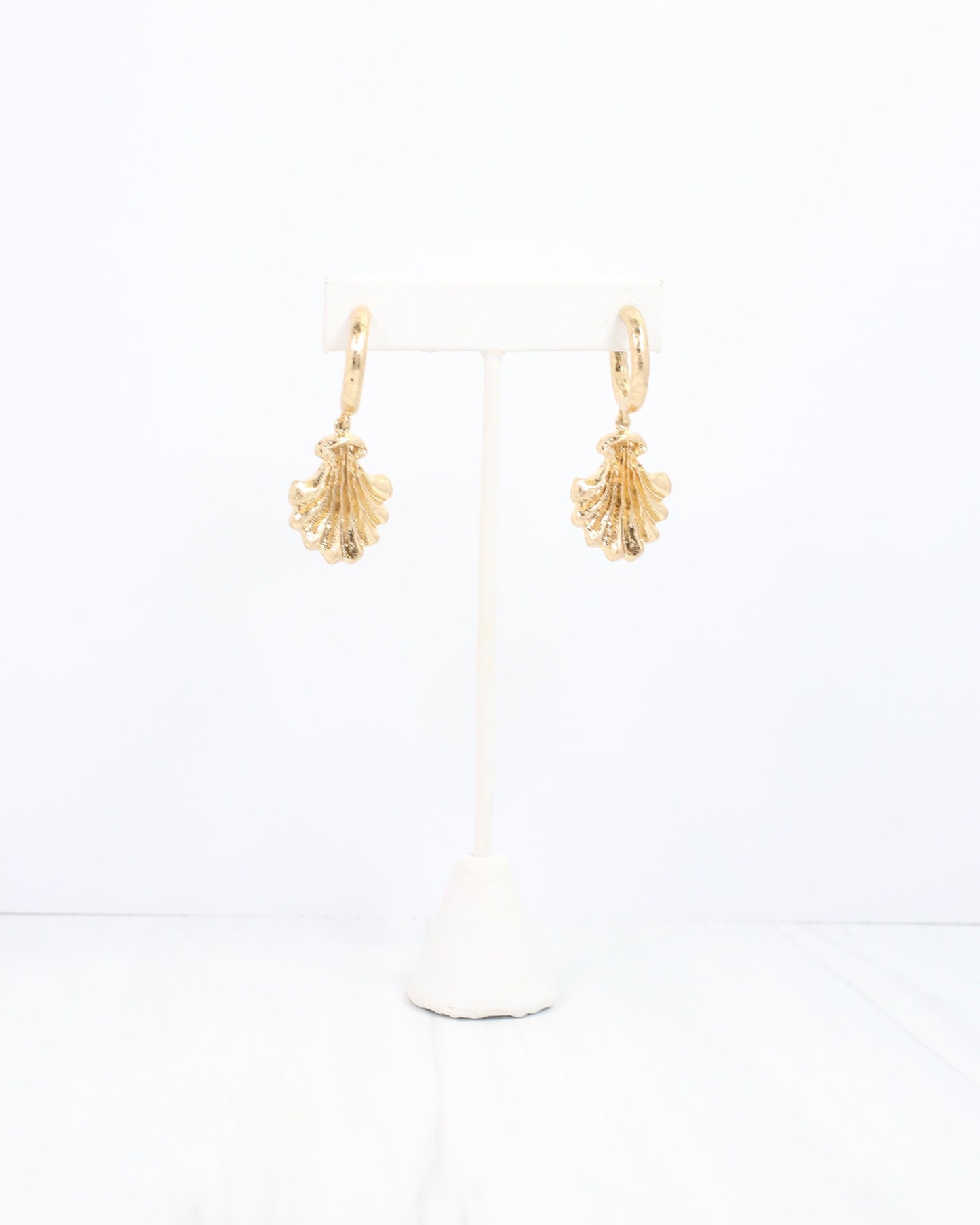 Gatton Fan Drop Hoop Earring Worn Gold