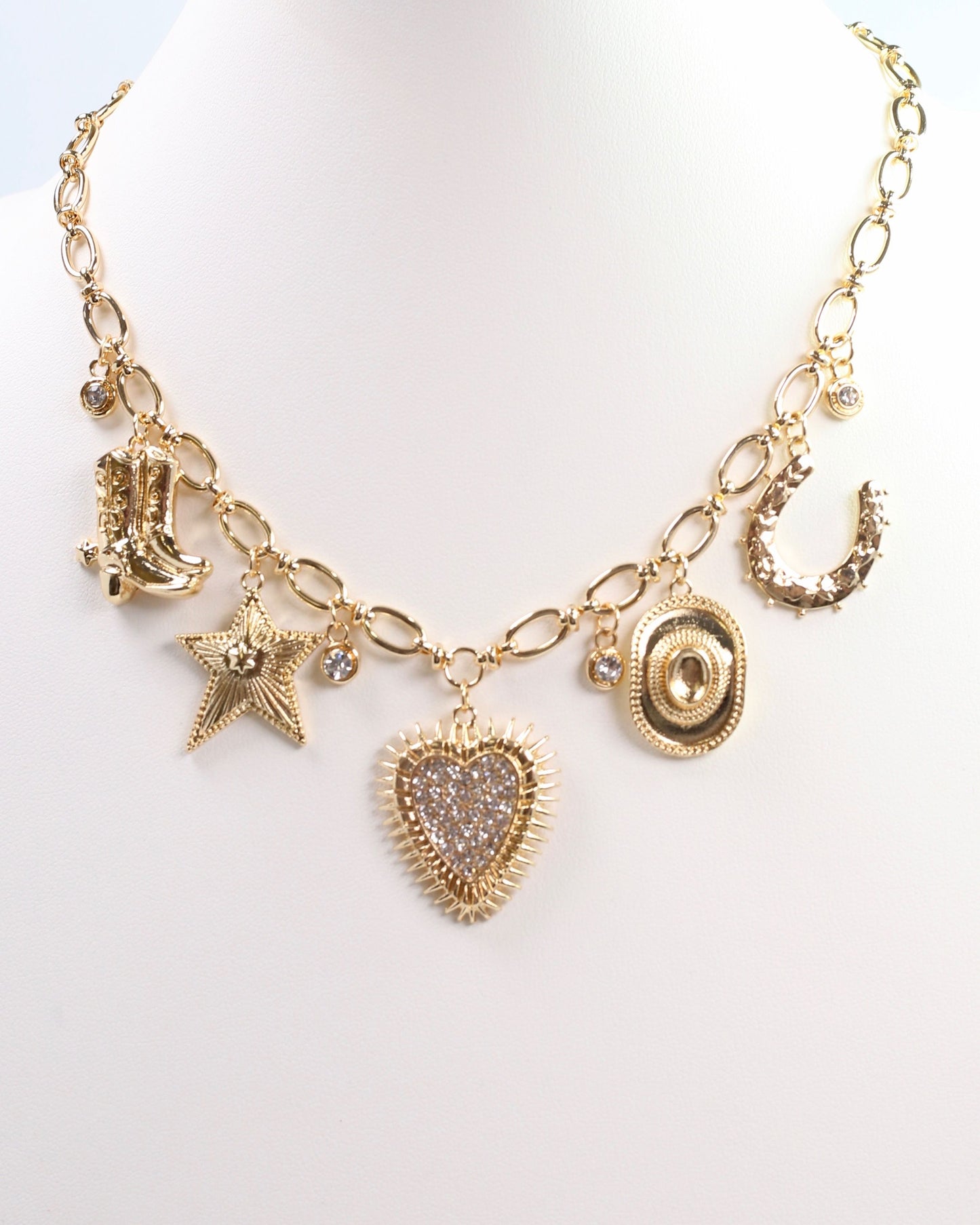 Boot Scoot Charm Necklace Gold